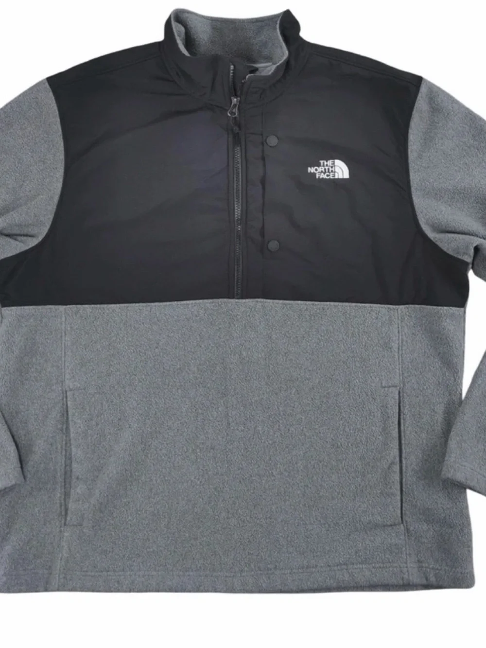 The North Face Men’s XL Gray Black Colorblock Fleece Snap Neck Pullover Jacket